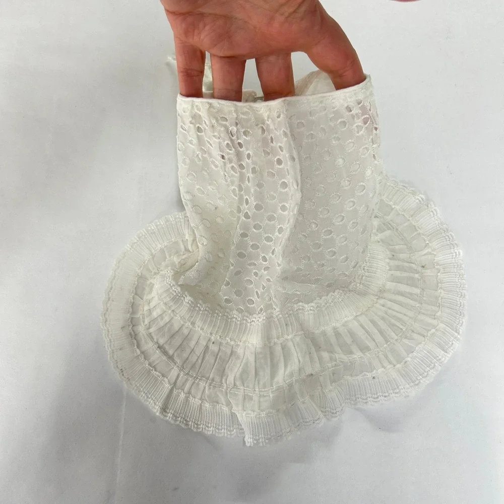 VTG Cottagecore Baby Bonnet Eyelet Lace Ruffle Infant White Coquette Victorian‎